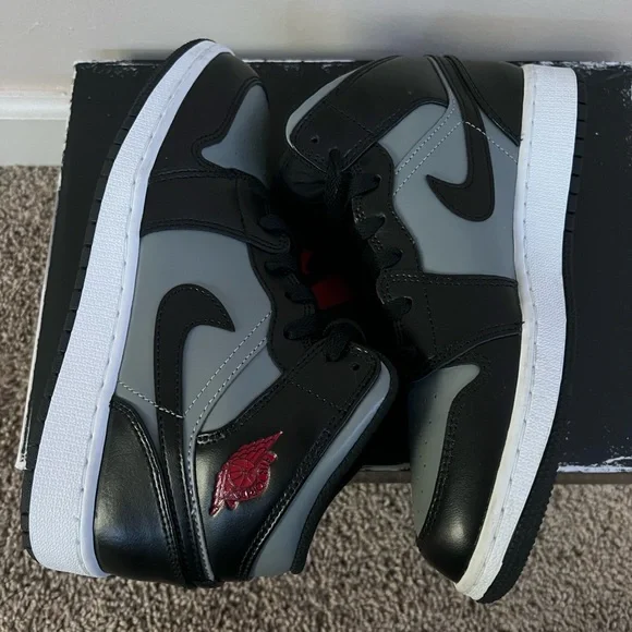 Nike Air Jordan 1 Mid Shadow Red Sneakers- Youth Size 6
